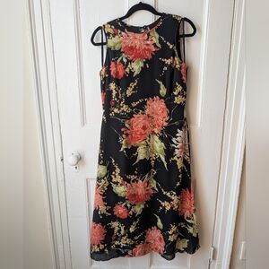 Vintage Talbots Silk Floral Midi Dress - Size 10P